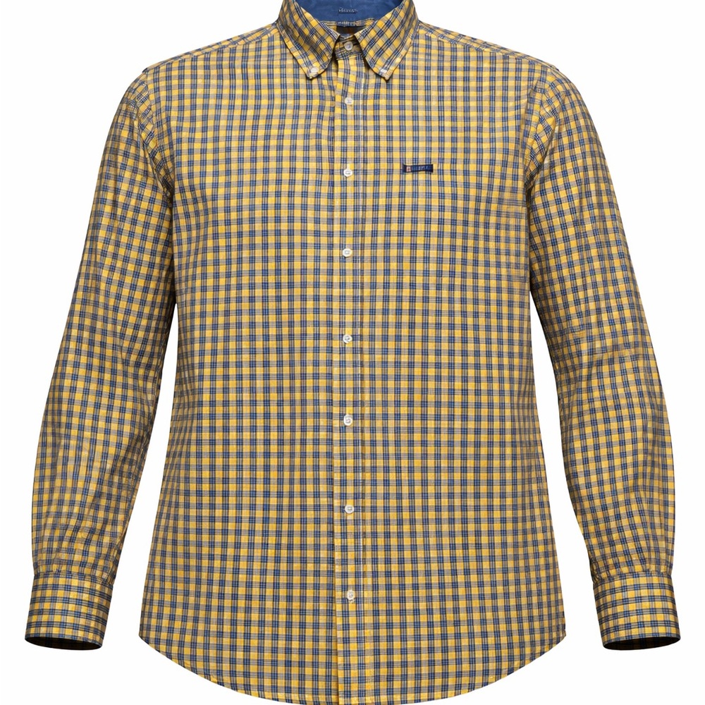 Chaps Easy Care Plaid Button Down Shirt Mens Medium Yellow Blue Cotton

⸻